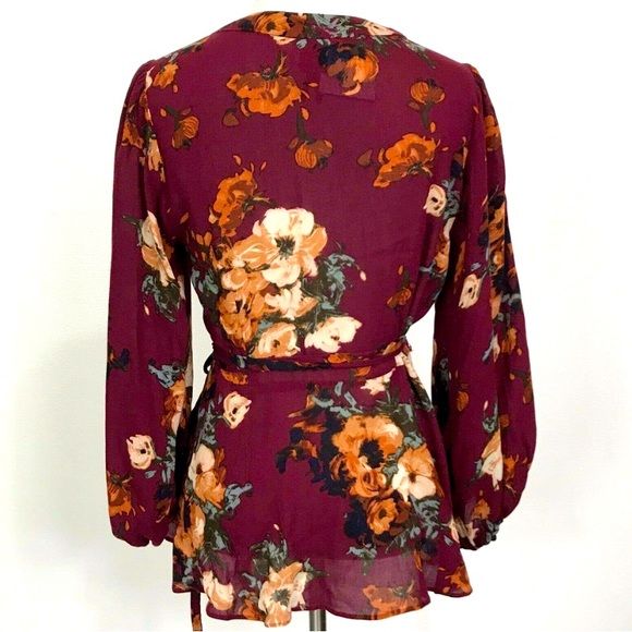 HD in Paris | Anthro Ruby Floral Gail Surplice Wrap Blouse - Picture 5 of 12